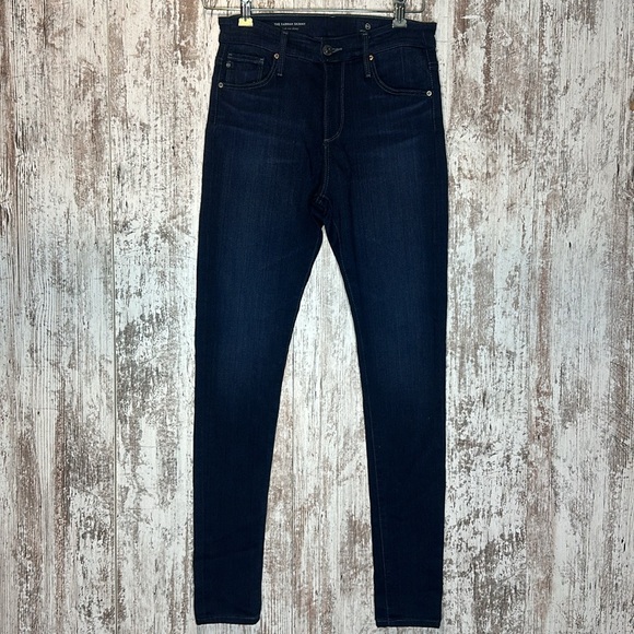 AG Adriano Goldschmied The Farrah Skinny High Rise Dark Wash Skinny Jeans Sz 26R - Picture 2 of 13